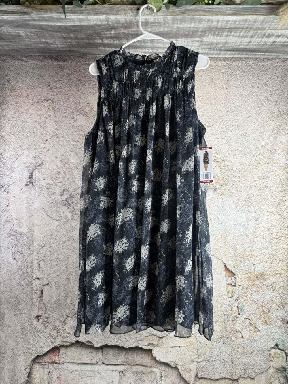Joie Midnight Sleeveless Boho Ditsy Baltic Floral Mini Chiffon Dress - XL A560
